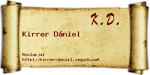 Kirrer Dániel névjegykártya