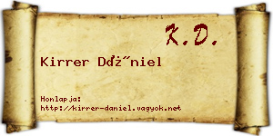 Kirrer Dániel névjegykártya